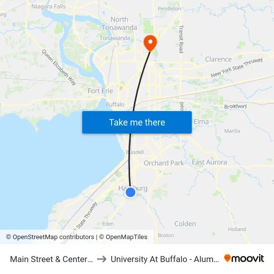 Main Street & Center Street to University At Buffalo - Alumni Arena map
