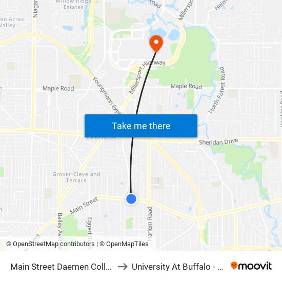 Main Street Daemen College West Opp to University At Buffalo - Alumni Arena map