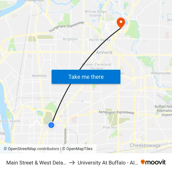 Main Street & West Delavan Avenue to University At Buffalo - Alumni Arena map