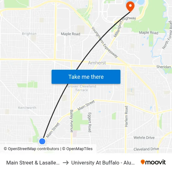 Main Street & Lasalle Station to University At Buffalo - Alumni Arena map