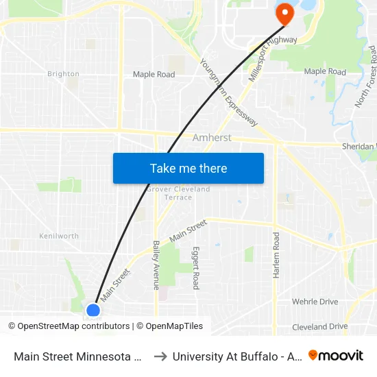 Main Street Minnesota Avenue North to University At Buffalo - Alumni Arena map