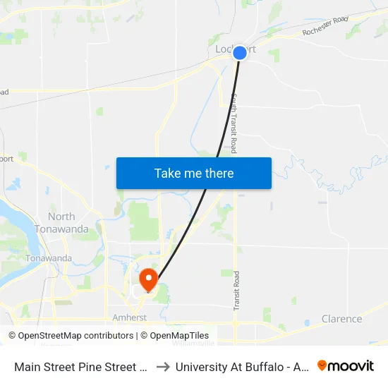 Main Street Pine Street West Nearsi to University At Buffalo - Alumni Arena map
