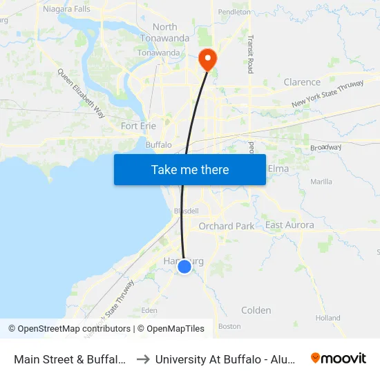 Main Street & Buffalo Street to University At Buffalo - Alumni Arena map