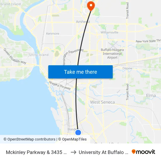 Mckinley Parkway & 3435 Mckinley Parkway to University At Buffalo - Alumni Arena map