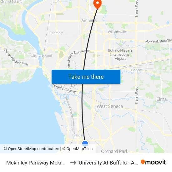 Mckinley Parkway Mckinley Mall Stat to University At Buffalo - Alumni Arena map