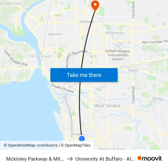Mckinley Parkway & Milestrip Road to University At Buffalo - Alumni Arena map
