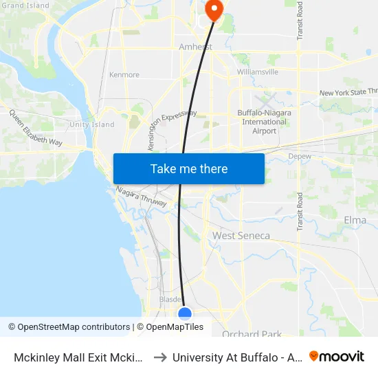 Mckinley Mall Exit Mckinley Parkway to University At Buffalo - Alumni Arena map