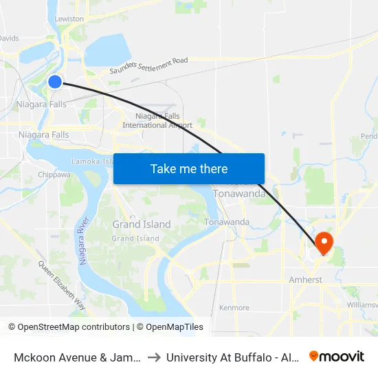 Mckoon Avenue & James Avenue to University At Buffalo - Alumni Arena map