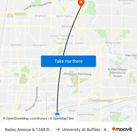 Bailey Avenue & 1348 Bailey Avenue to University At Buffalo - Alumni Arena map