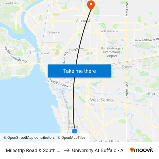 Milestrip Road & South Park Avenue to University At Buffalo - Alumni Arena map