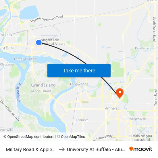 Military Road & Applebeeâ€™S to University At Buffalo - Alumni Arena map