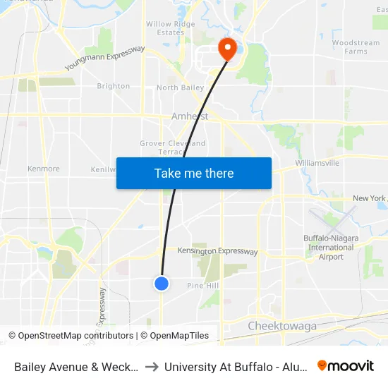 Bailey Avenue & Wecker Street to University At Buffalo - Alumni Arena map
