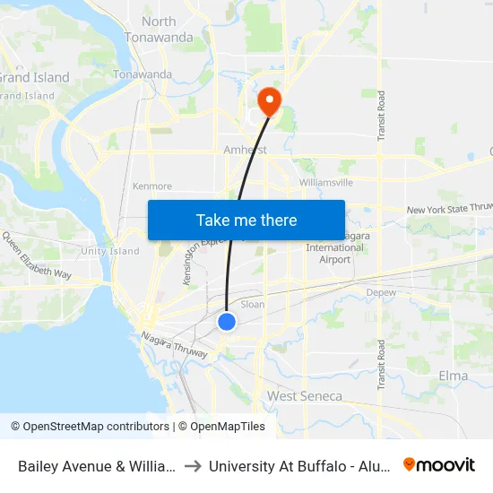 Bailey Avenue & William Street to University At Buffalo - Alumni Arena map
