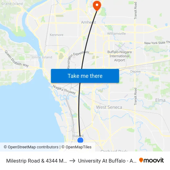 Milestrip Road & 4344 Milestrip Road to University At Buffalo - Alumni Arena map