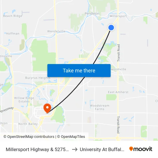 Millersport Highway & 5275 Millersport Highway to University At Buffalo - Alumni Arena map