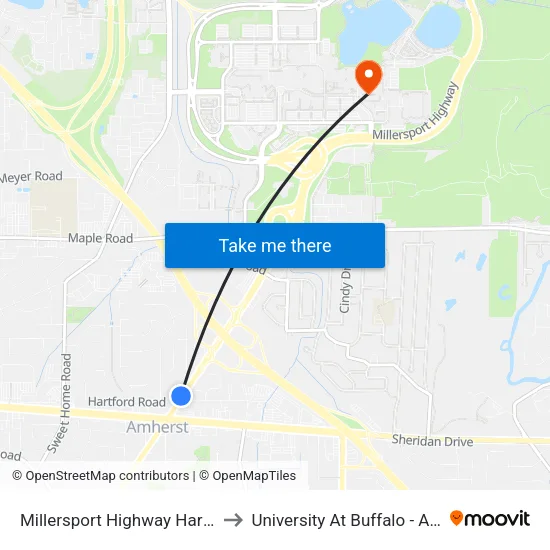Millersport Highway Hartford Road S to University At Buffalo - Alumni Arena map