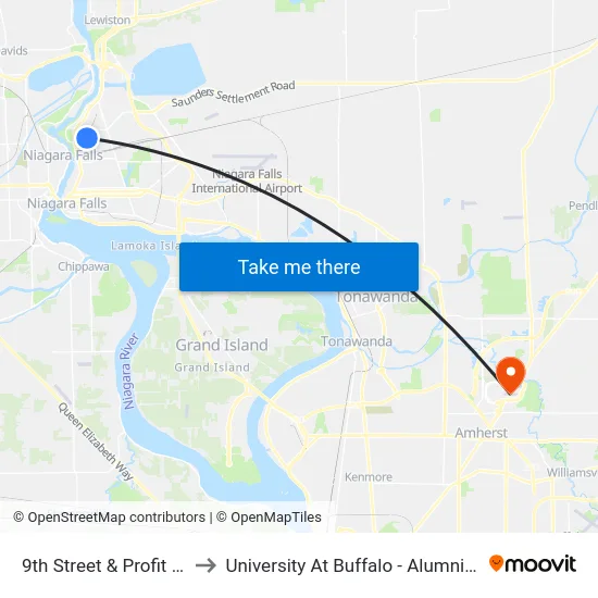 9th Street & Profit Lane to University At Buffalo - Alumni Arena map