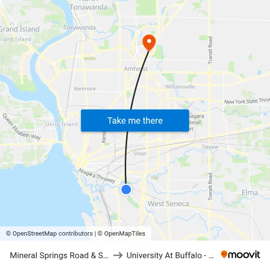 Mineral Springs Road & Seneca Avenue to University At Buffalo - Alumni Arena map