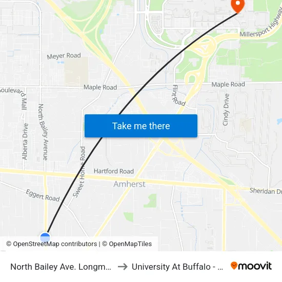 North Bailey Ave. Longmeadow Road S to University At Buffalo - Alumni Arena map