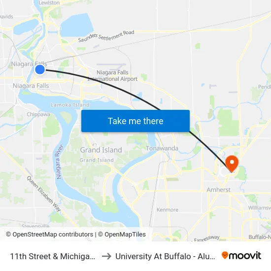 11th Street & Michigan Avenue to University At Buffalo - Alumni Arena map