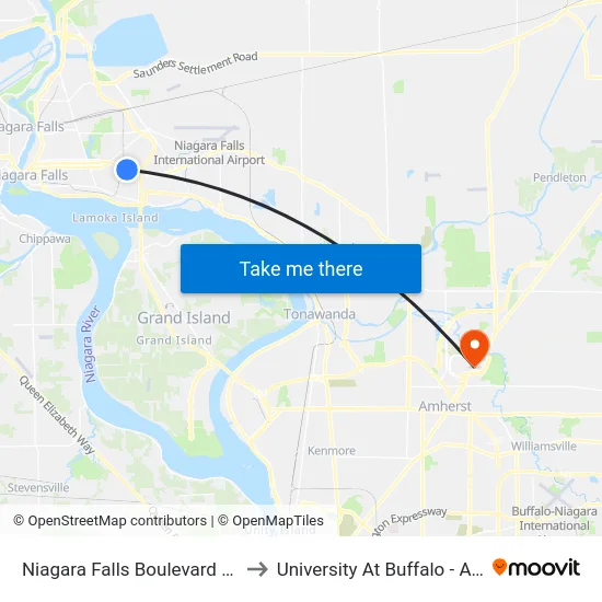 Niagara Falls Boulevard & 56th Street to University At Buffalo - Alumni Arena map