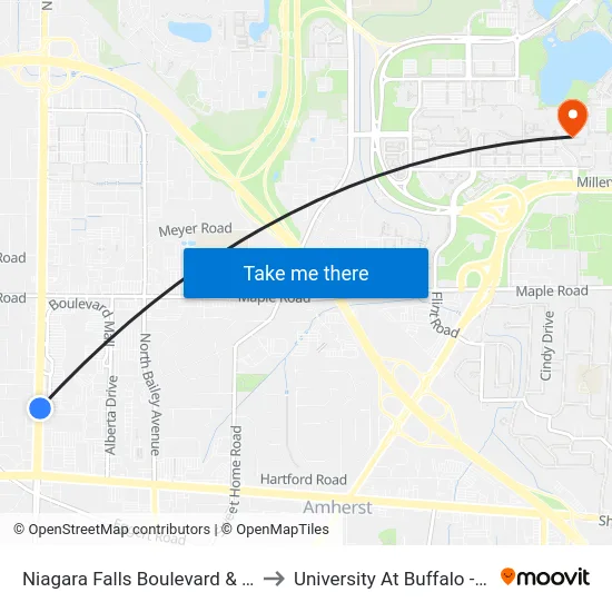 Niagara Falls Boulevard & Almeda Avenue to University At Buffalo - Alumni Arena map