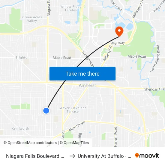 Niagara Falls Boulevard & Decatur Road to University At Buffalo - Alumni Arena map