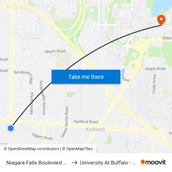 Niagara Falls Boulevard & Eggert Road to University At Buffalo - Alumni Arena map