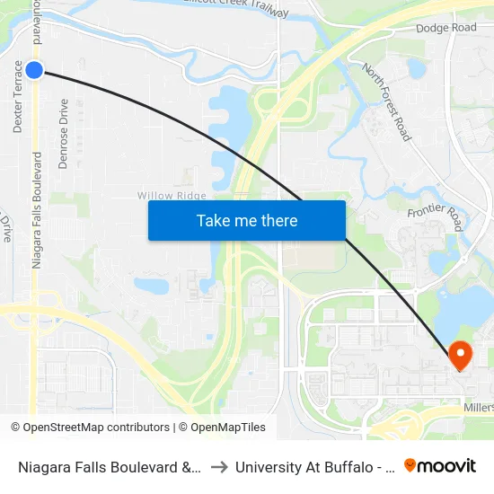Niagara Falls Boulevard & Forbes Avenue to University At Buffalo - Alumni Arena map