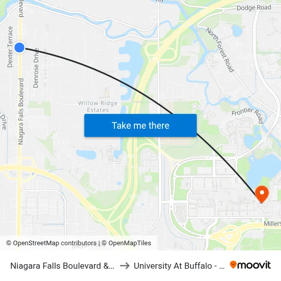 Niagara Falls Boulevard & Thistle Avenue to University At Buffalo - Alumni Arena map