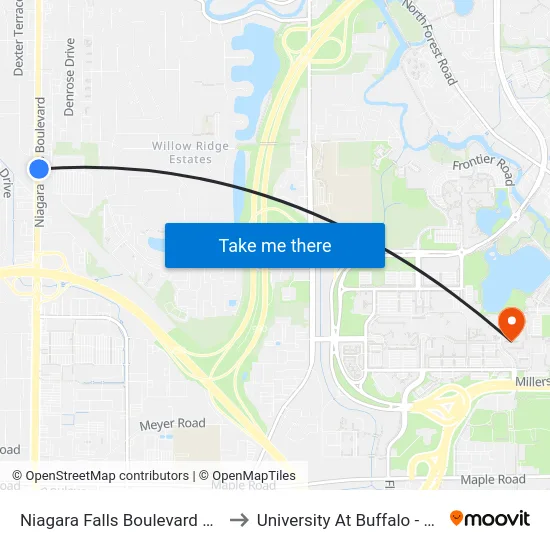 Niagara Falls Boulevard & Home Depot to University At Buffalo - Alumni Arena map
