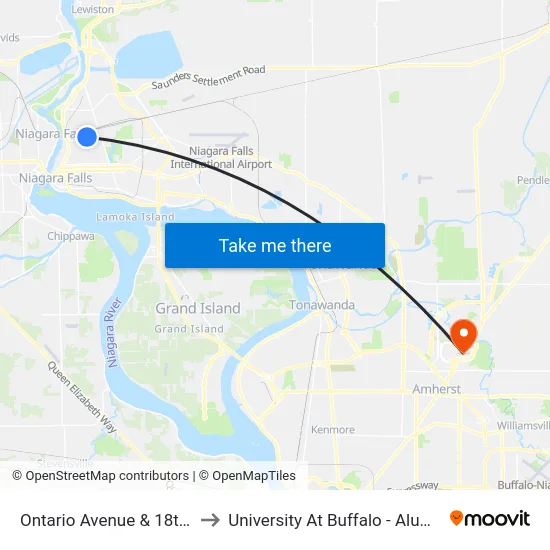 Ontario Avenue & 18th Street to University At Buffalo - Alumni Arena map