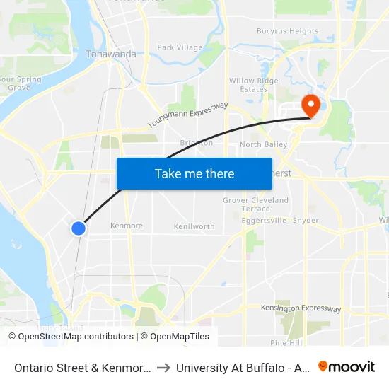 Ontario Street & Kenmore Extension to University At Buffalo - Alumni Arena map