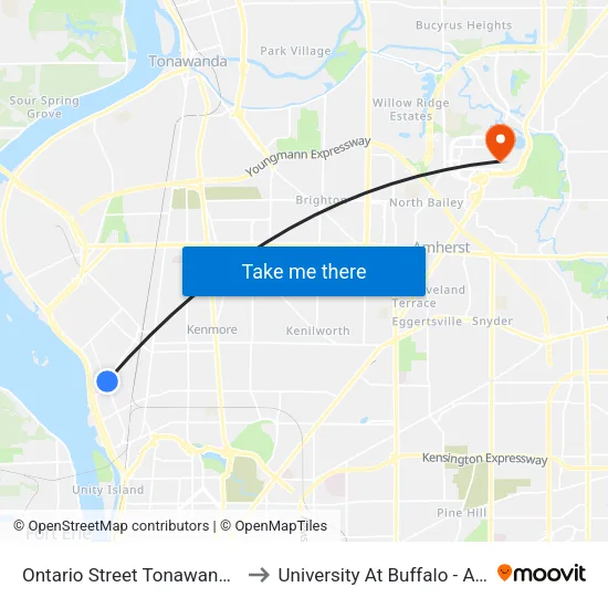 Ontario Street Tonawanda Street Nor to University At Buffalo - Alumni Arena map