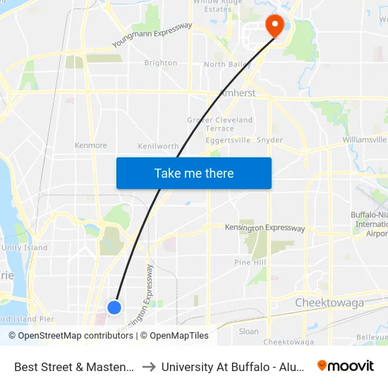 Best Street & Masten Avenue to University At Buffalo - Alumni Arena map