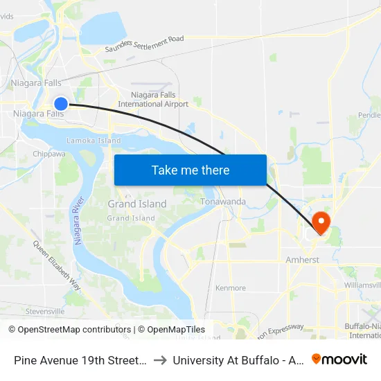 Pine Avenue 19th Street East Nearsi to University At Buffalo - Alumni Arena map
