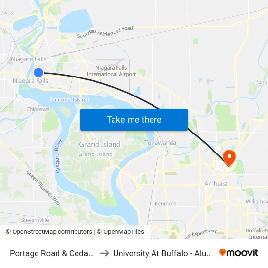 Portage Road & Cedar Avenue to University At Buffalo - Alumni Arena map