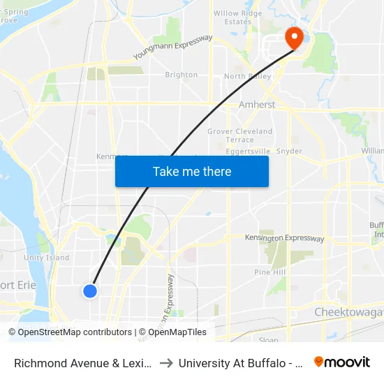 Richmond Avenue & Lexington Avenue to University At Buffalo - Alumni Arena map