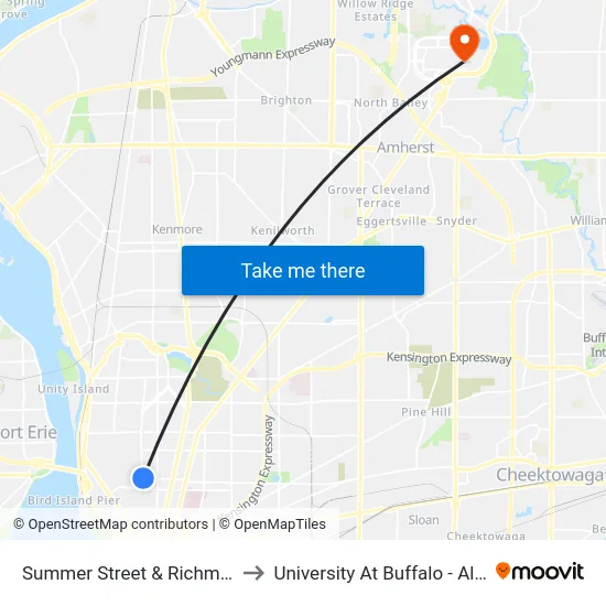 Summer Street & Richmond Avenue to University At Buffalo - Alumni Arena map