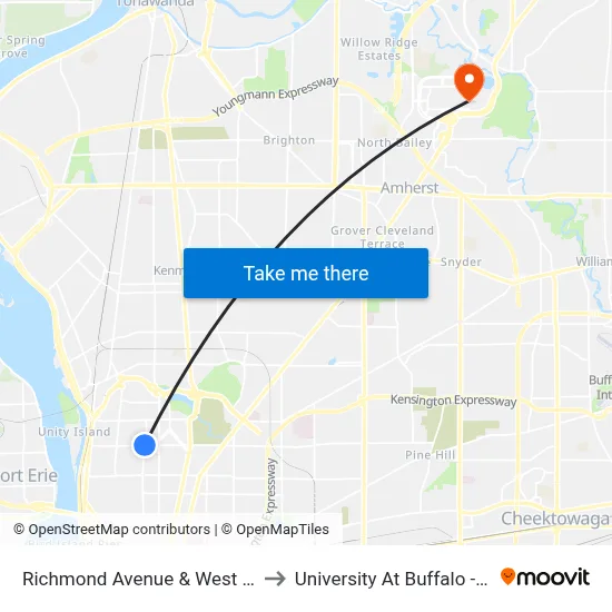 Richmond Avenue & West Delavan Avenue to University At Buffalo - Alumni Arena map