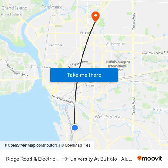 Ridge Road & Electric Avenue to University At Buffalo - Alumni Arena map