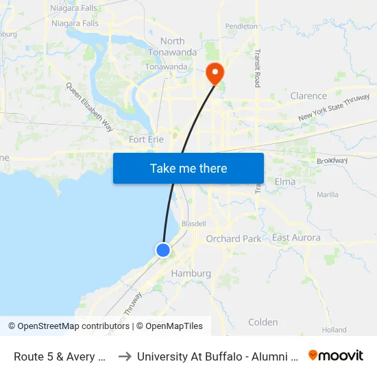 Route 5 & Avery Drive to University At Buffalo - Alumni Arena map