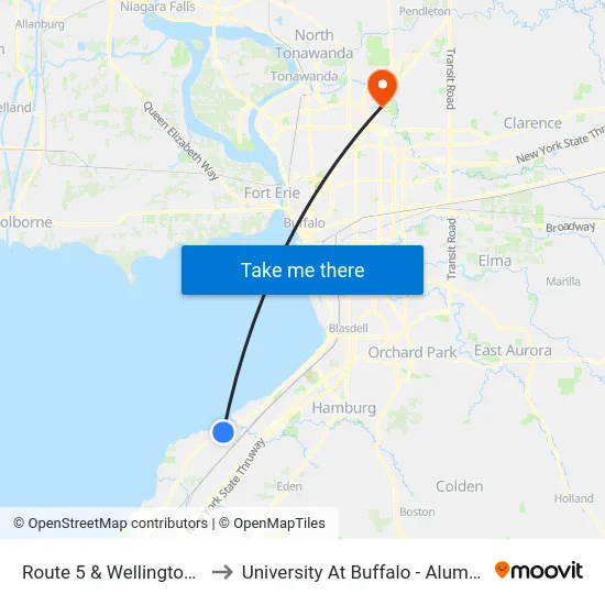 Route 5 & Wellington Drive to University At Buffalo - Alumni Arena map