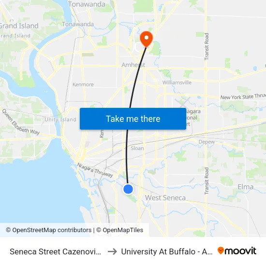 Seneca Street Cazenovia Street Nort to University At Buffalo - Alumni Arena map