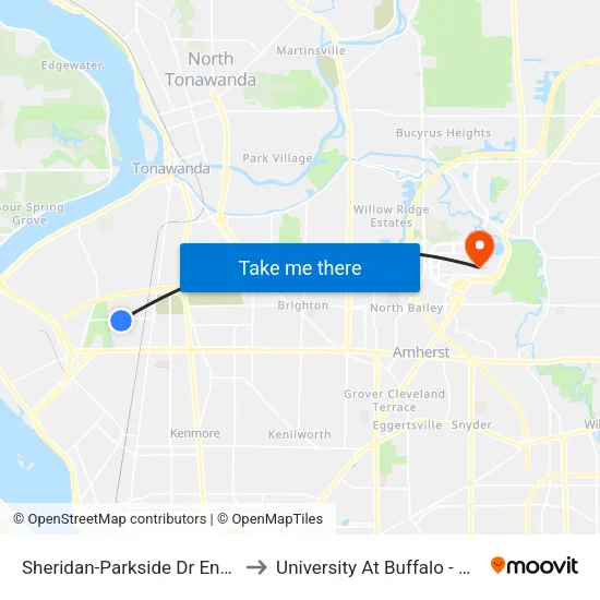 Sheridan-Parkside Dr Ensminger Rd S to University At Buffalo - Alumni Arena map