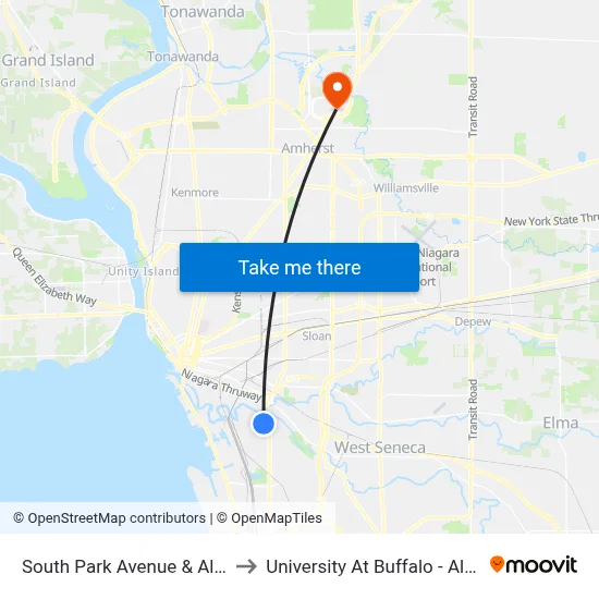 South Park Avenue & Alamo Place to University At Buffalo - Alumni Arena map