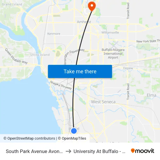 South Park Avenue Avon Street North to University At Buffalo - Alumni Arena map