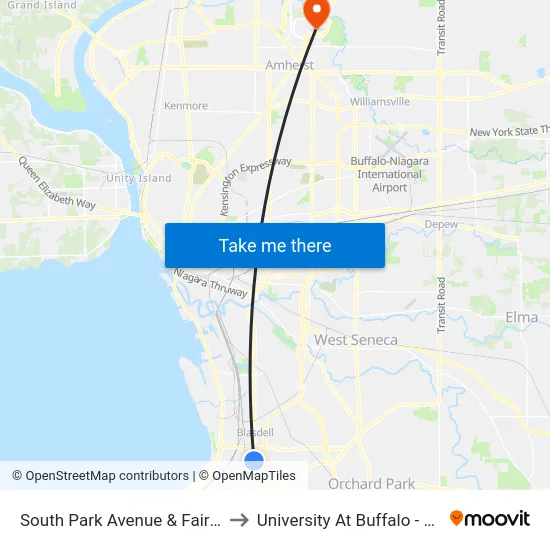 South Park Avenue & Fairview Parkway to University At Buffalo - Alumni Arena map