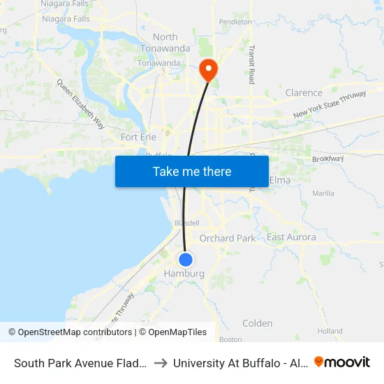 South Park Avenue Flad Lane North to University At Buffalo - Alumni Arena map