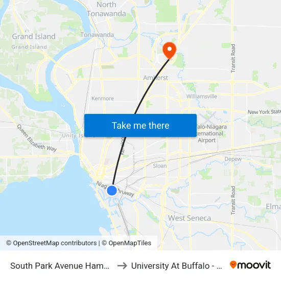 South Park Avenue & Hamburg Street to University At Buffalo - Alumni Arena map